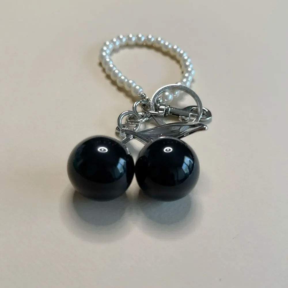Pearl Beaded Cherry Keychain S1037